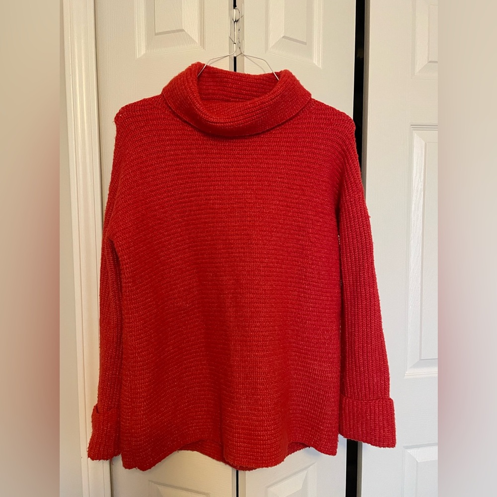 Anthropologie cozy red tunic sweater